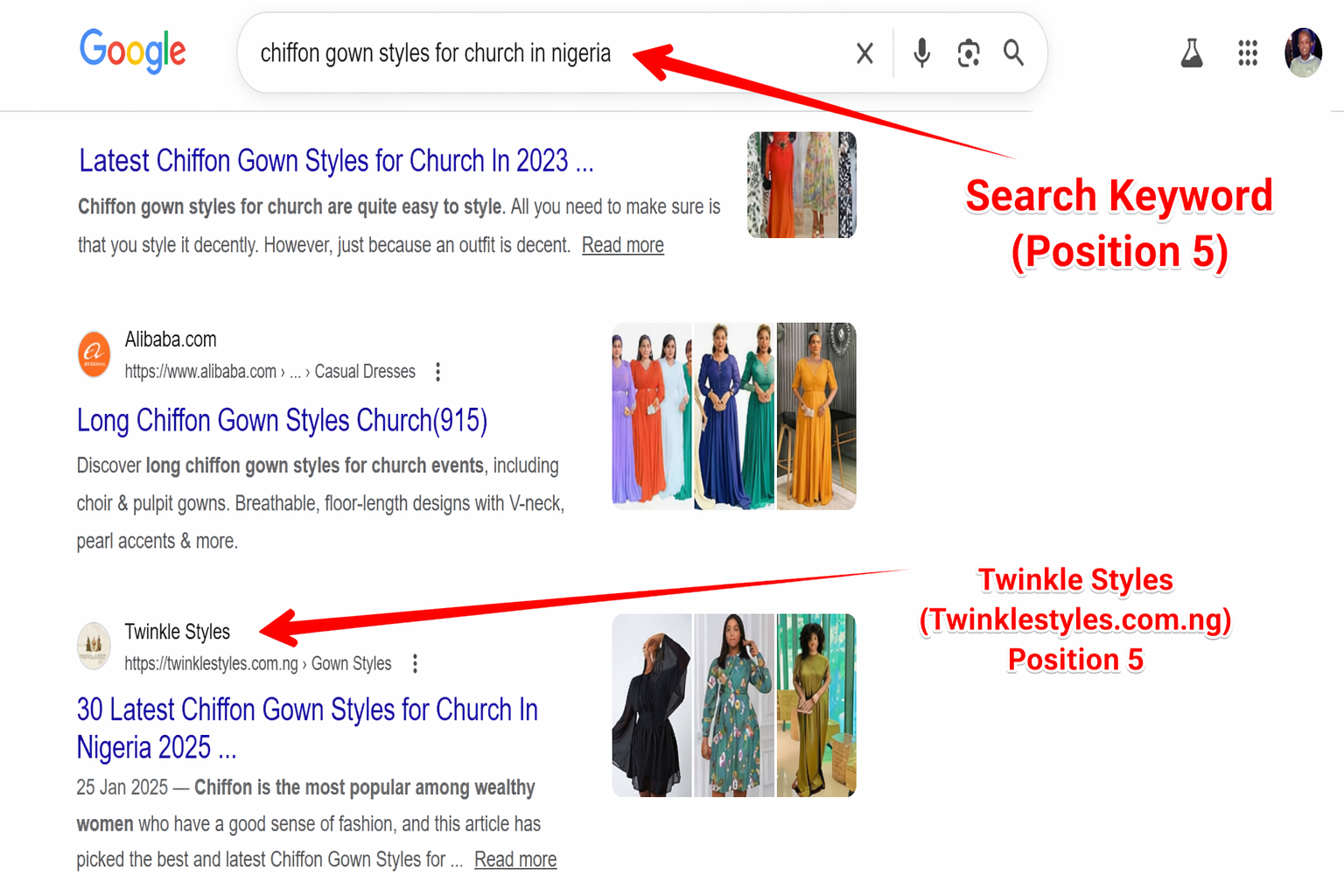 Google Position #5 Proof