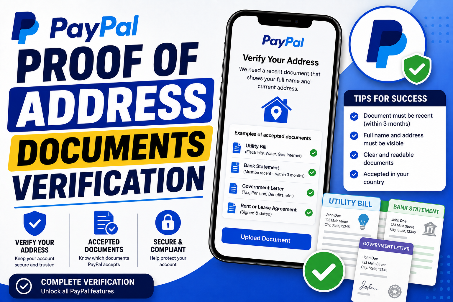 PayPal Proof of Address Documents Verification